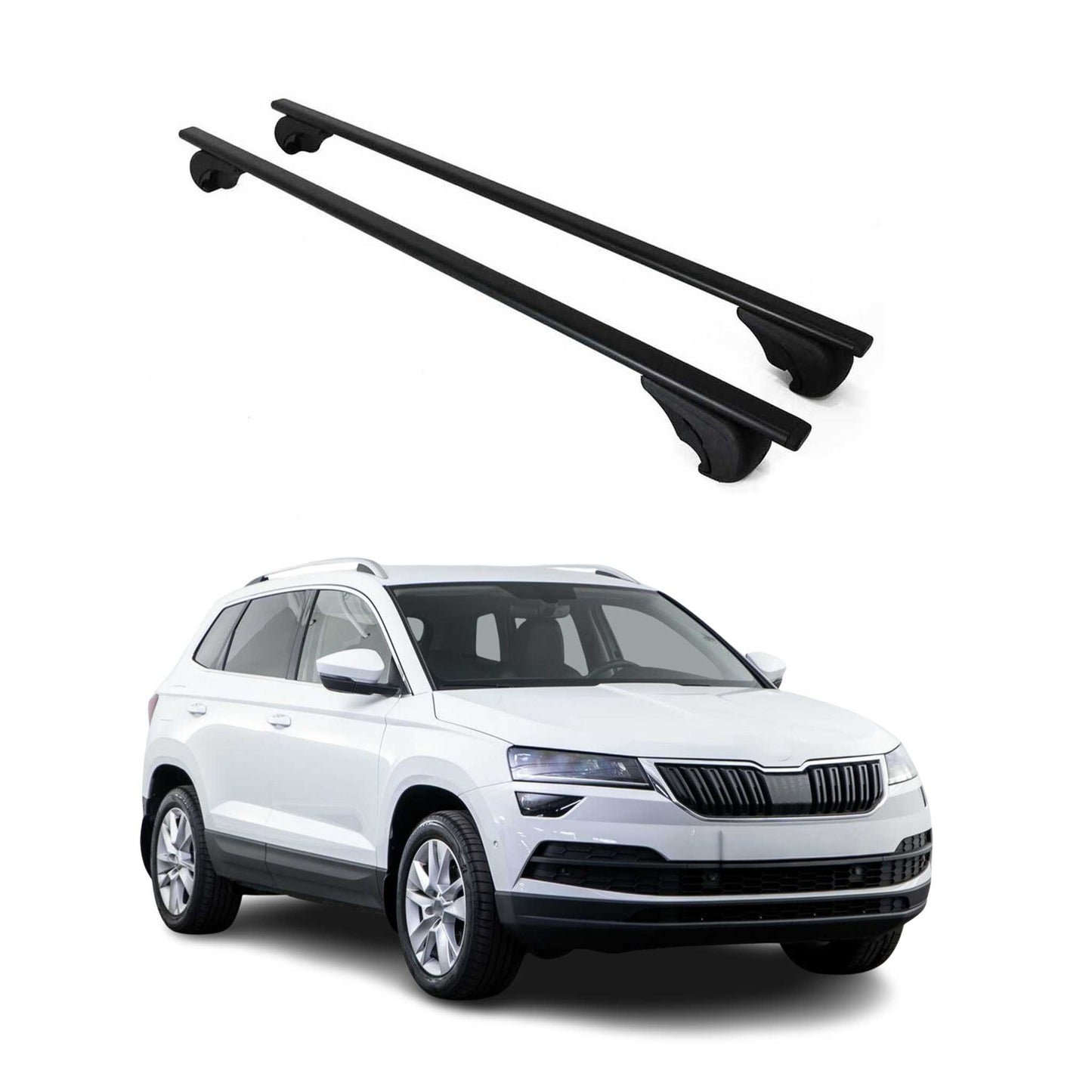 Portbagaj de plafon pentru Skoda Karoq 2017-2025 75kg, negru metalic, 2 buc.