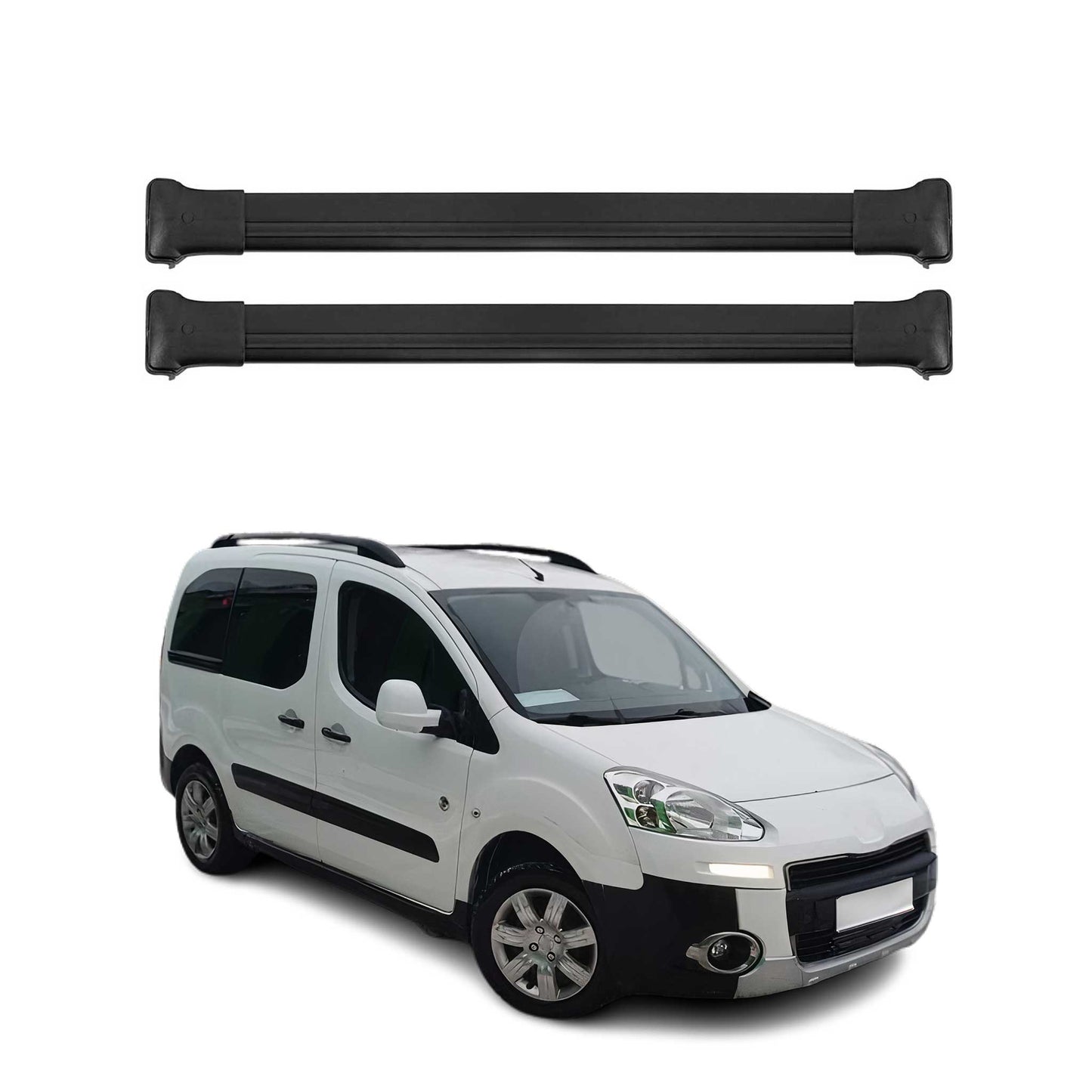 Portbagaj de plafon pentru Peugeot Partner Tepee 2008-2018 75kg aluminiu negru 2 piese