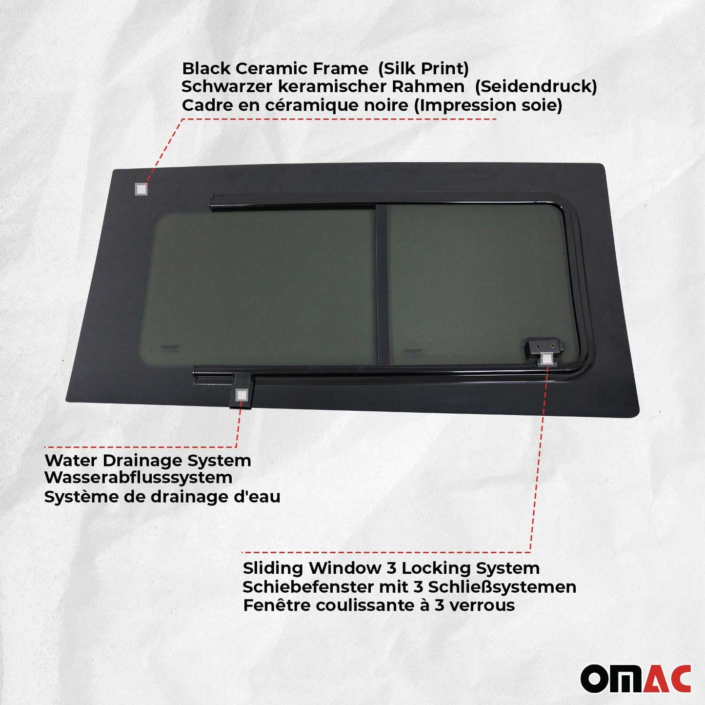 Seitenfenster Schiebefenster für Opel Movano 2010–2021 Schwarz Auto Links L1