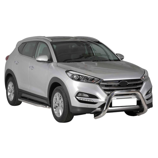 Bară de protecție/buton față pentru Hyundai Tucson 2015-2018, ø76mm, oțel, argintiu