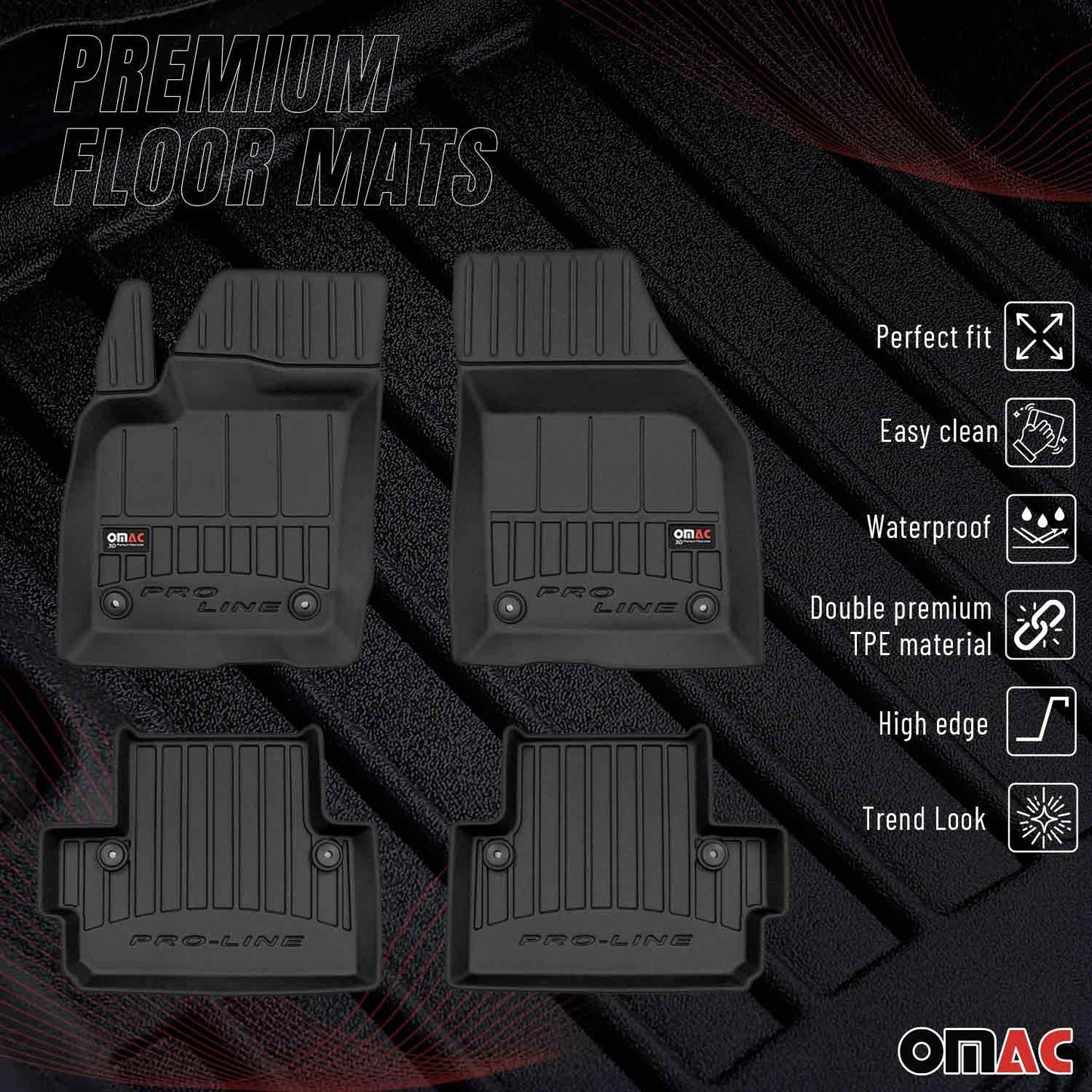 OMAC Gummi Fußmatten für Volvo C30 2006-2013 Premium TPE 3D Automatten 4tlg