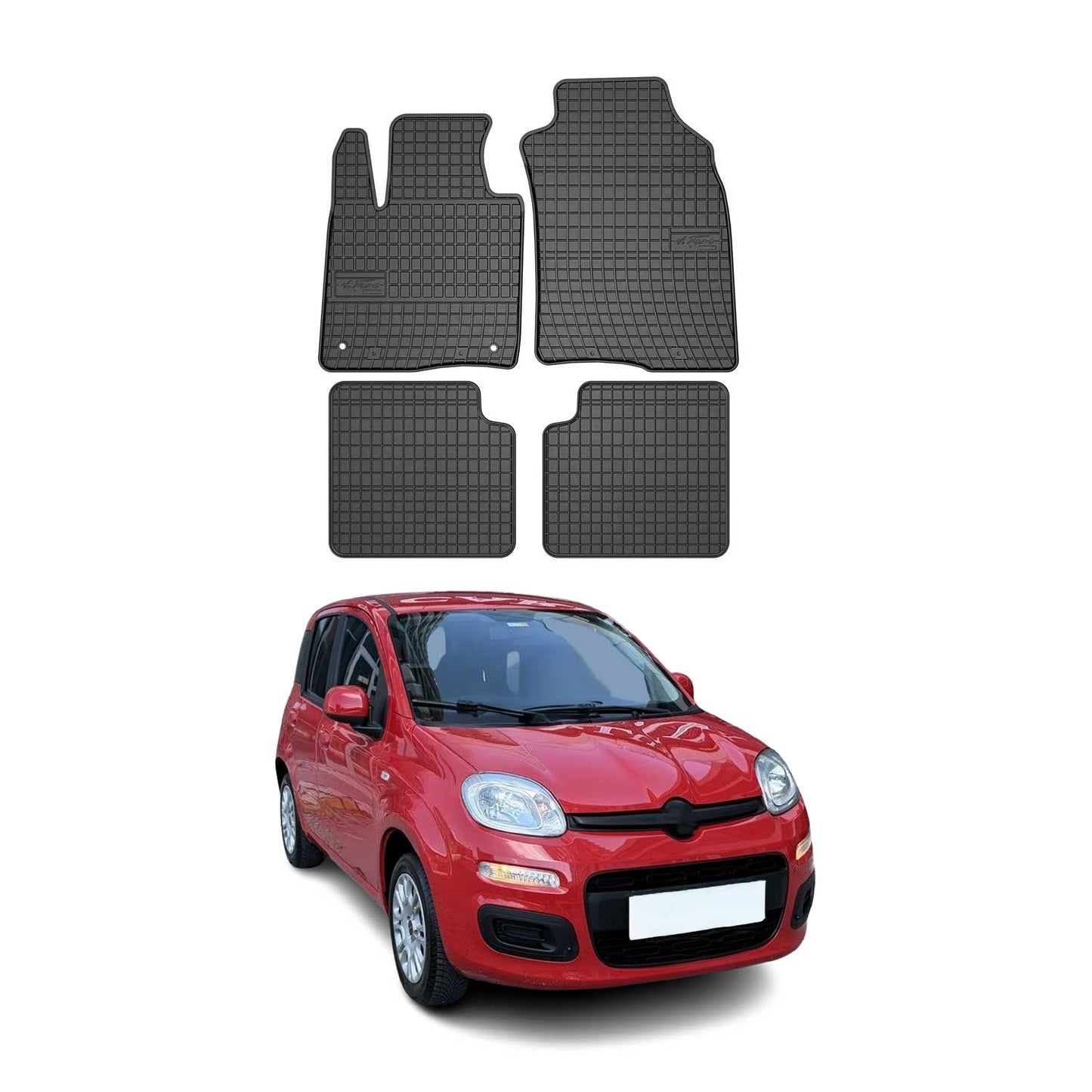 2011-2021 Fiat Panda Fußmatten Gummi Schwarz 4 tlg