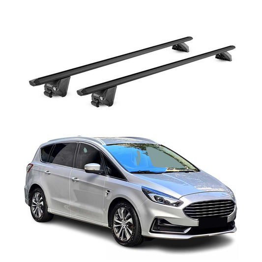 Bagażnik dachowy bazowy do Forda S-Max 2015-2023, udźwig 100 kg, aluminiowy, czarny, zestaw 2 sztuk, homologacja ABE