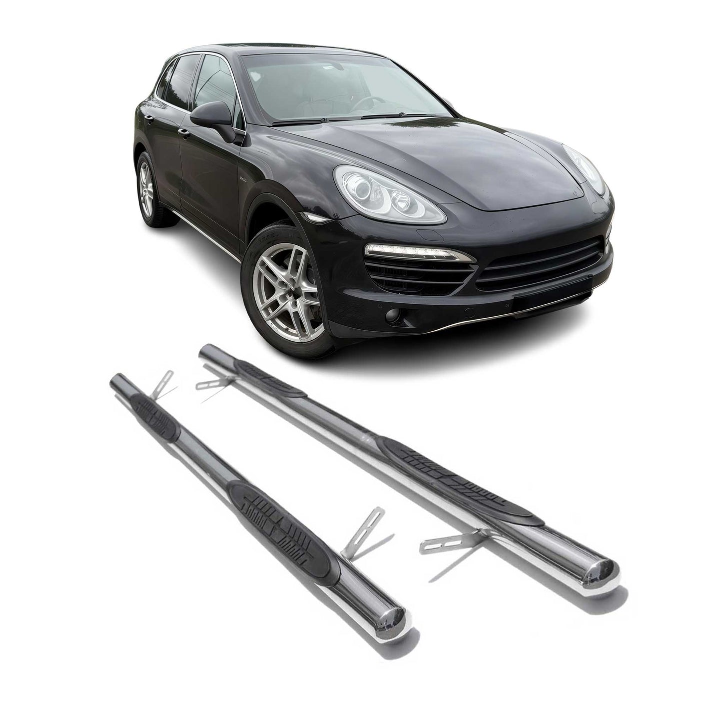 Edelstahl Trittbretter Schwellerrohre für Porsche Cayenne 92A 2010-2017 Silber