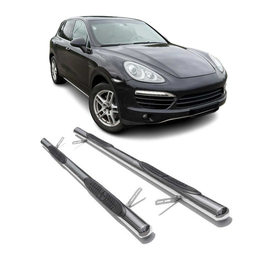 Edelstahl Trittbretter Schwellerrohre für Porsche Cayenne 92A 2010-2017 Silber