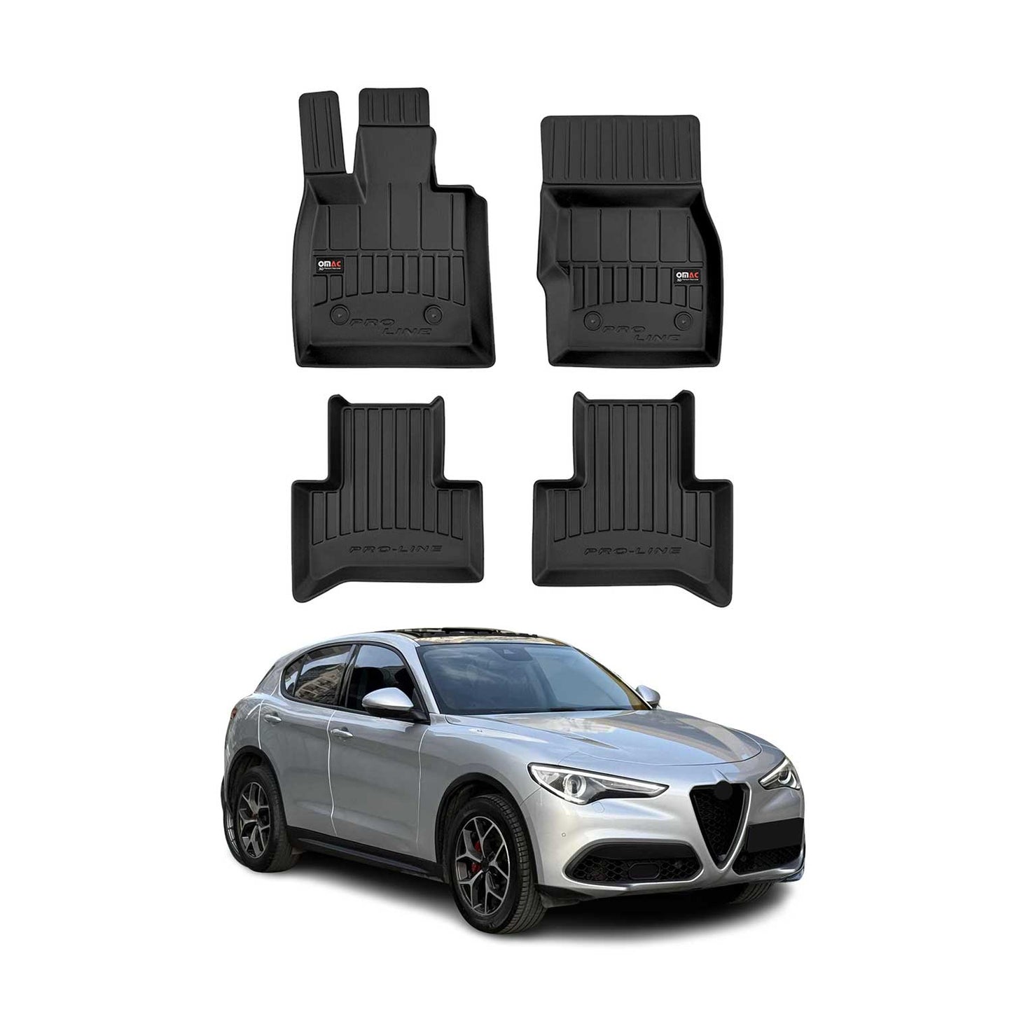 2016-2025 Alfa Romeo Stelvio Fußmatten TPE Schwarz 4 tlg
