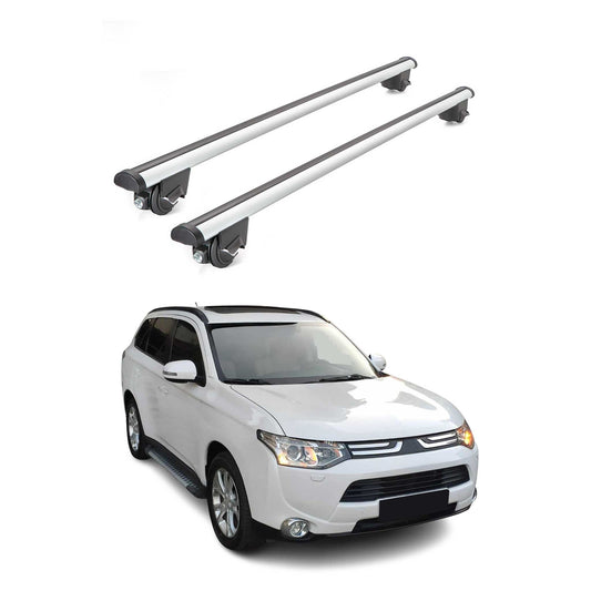 Portbagaj de plafon pentru Mitsubishi Outlander 2012-2021 100kg aluminiu argintiu 2x ABE