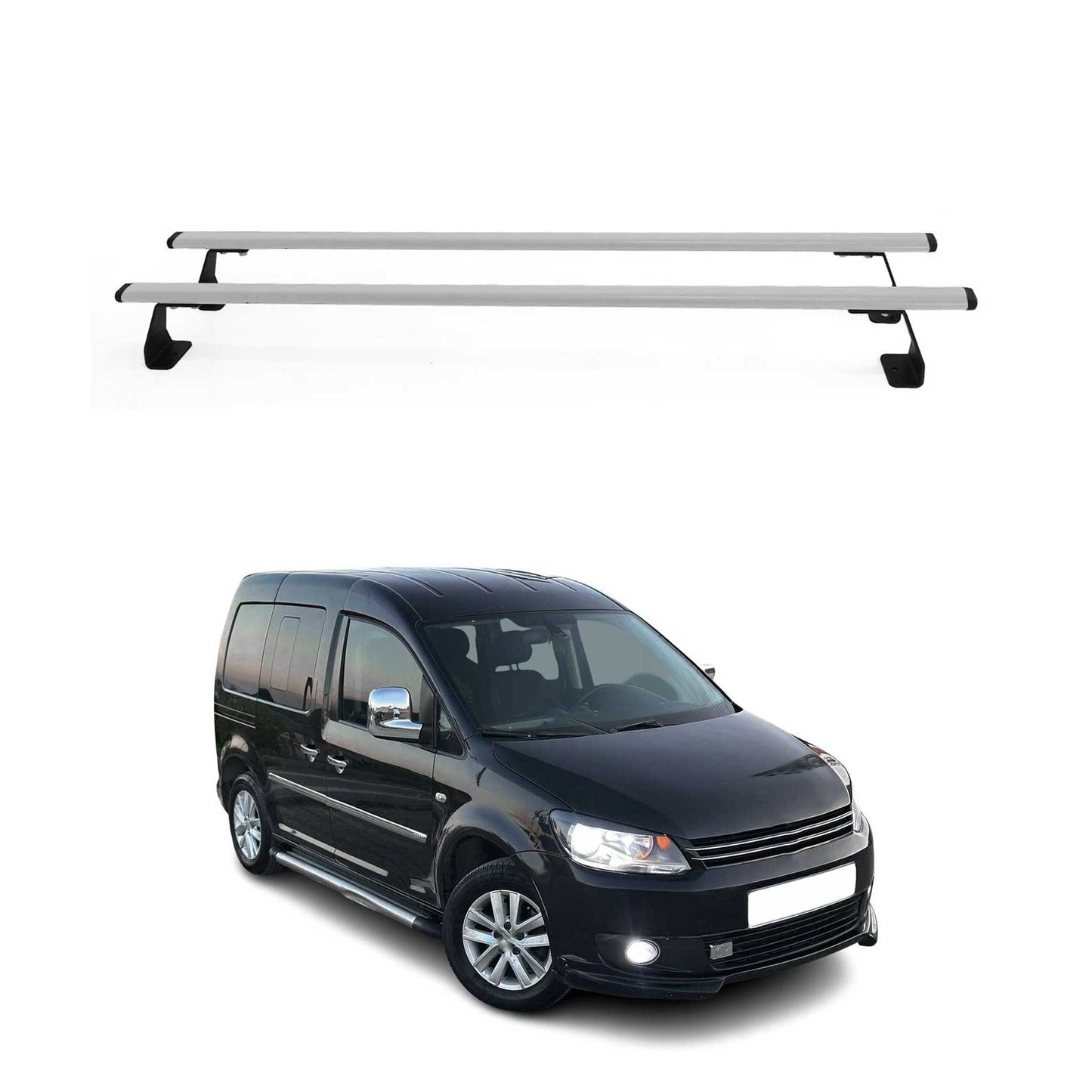 Dachträger Grundtäger für VW Caddy 2004-2015 75kg Stahl Silber 2 tlg