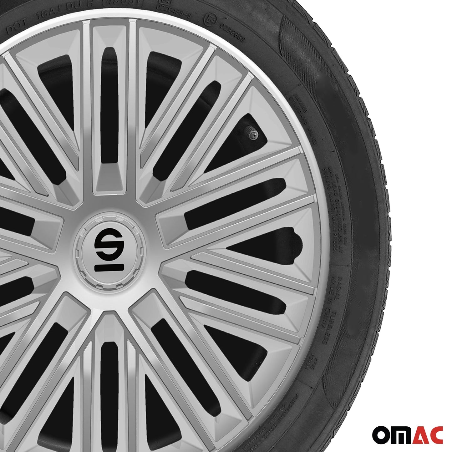 Radkappen Radzierblenden Sparco Bergamo 16" Zoll Auto Abdeckung Set Silber 4x