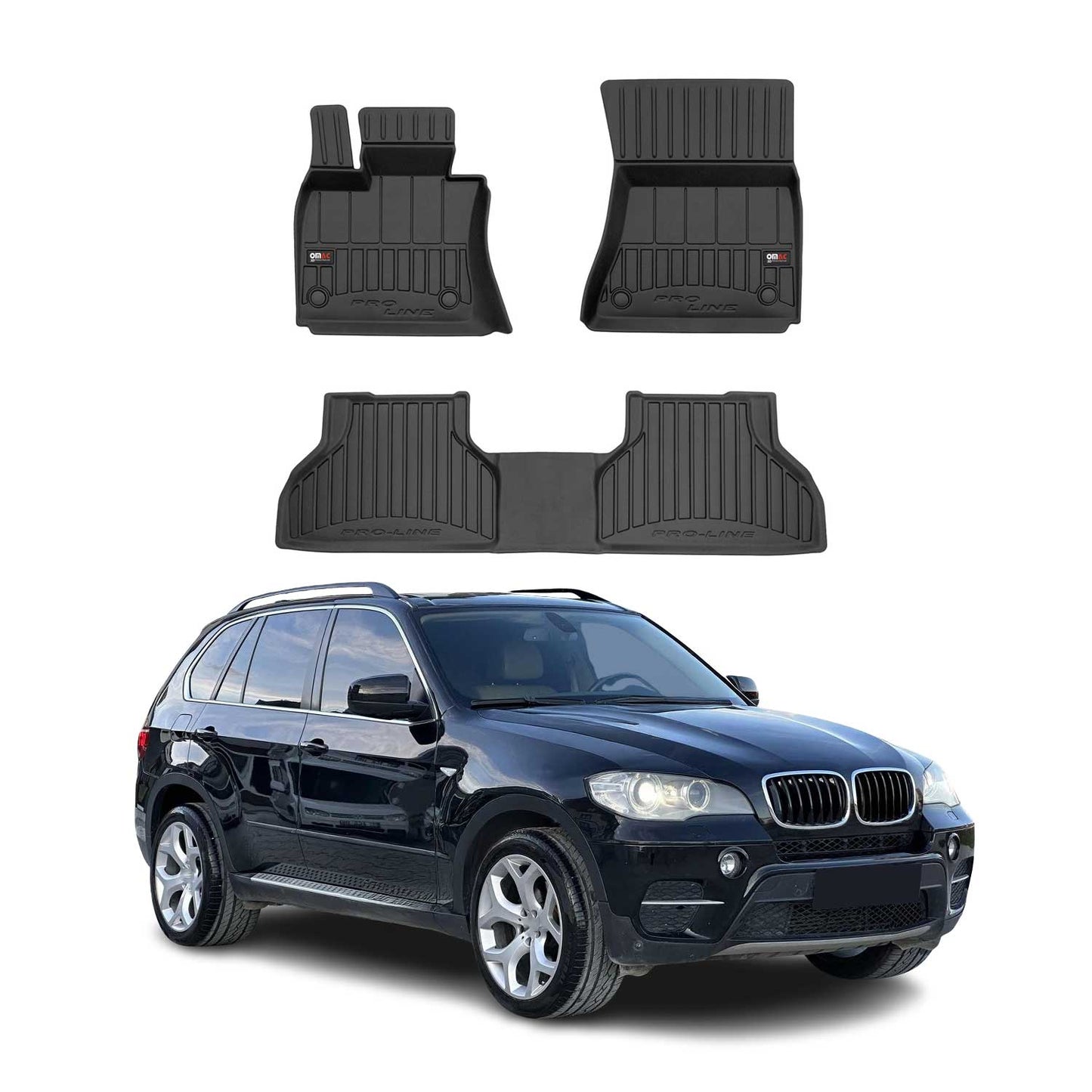 Dywaniki podłogowe TPE czarne do BMW X5 2006-2013, zestaw 3 sztuk