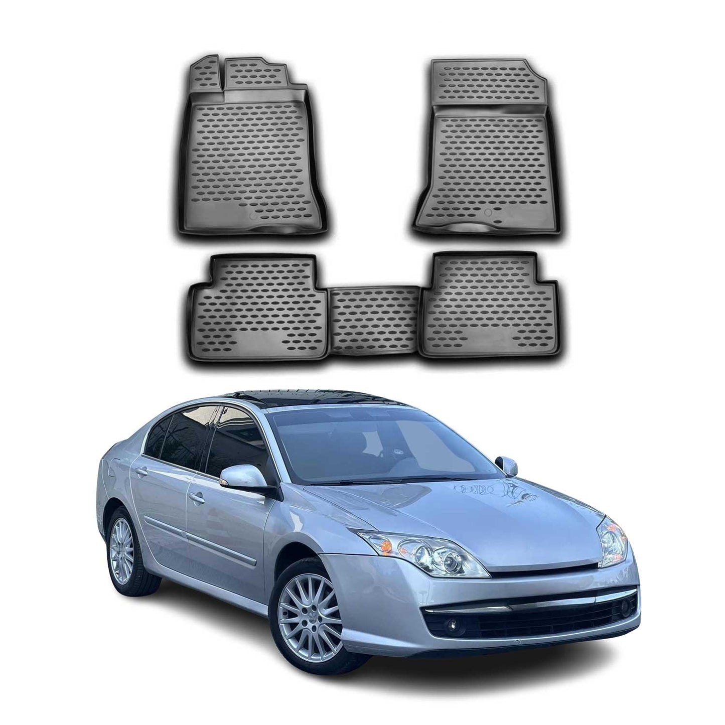 Covorașe auto Renault Laguna 2007-2015, TPE, negre, 4 buc.