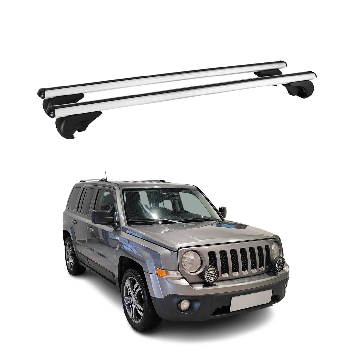 Dachträger Grundtäger für Jeep Patriot 2007-2017 75kg Aluminium Silber 2 tlg