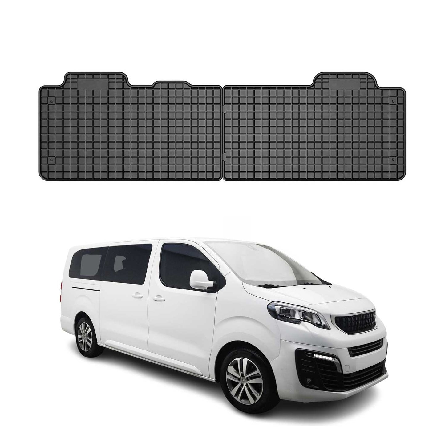 2016-2025 Peugeot Traveller 2 . Sitzreihe Fußmatten Gummi Schwarz 2 tlg