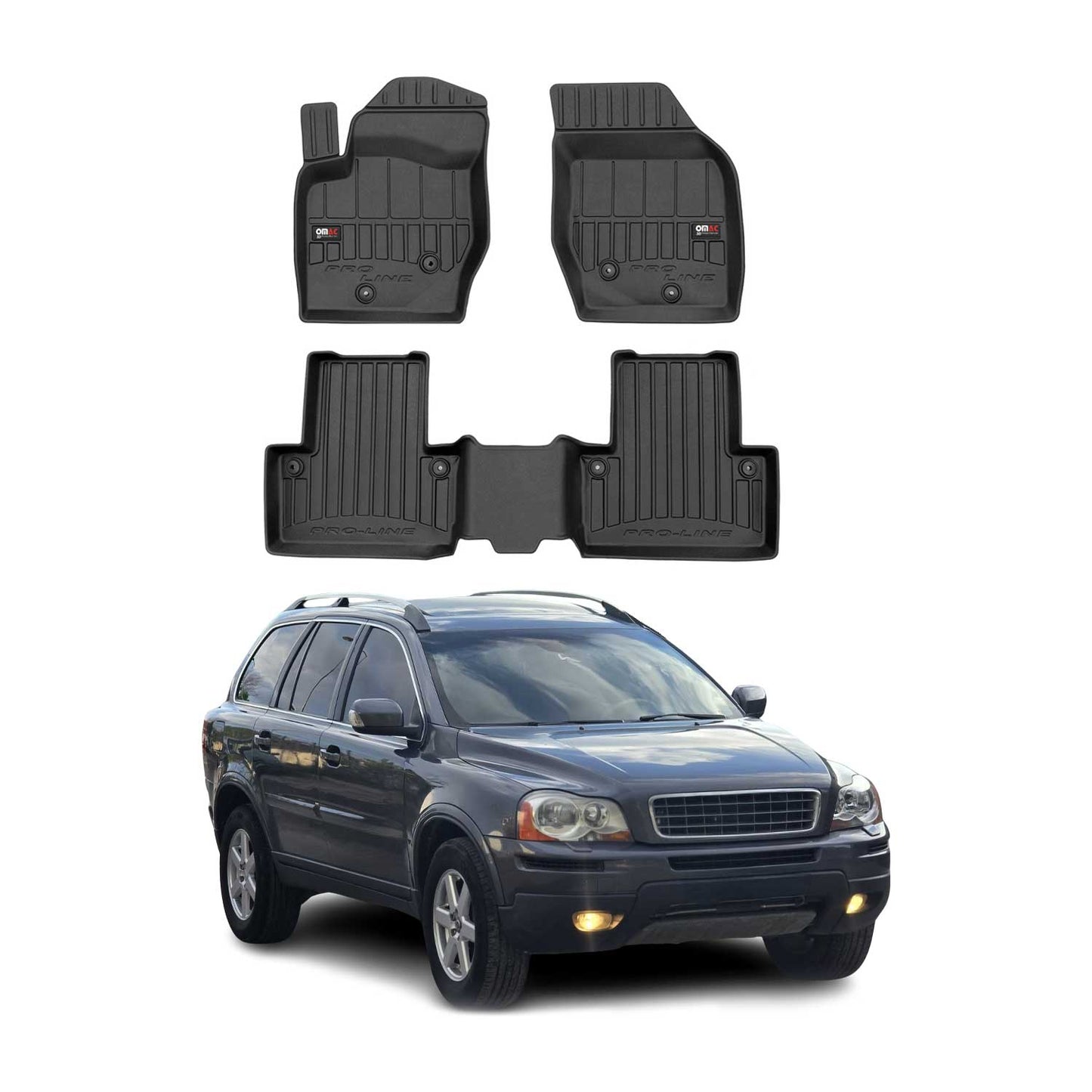 OMAC Gummi Fußmatten für Volvo XC90 2002-2014 Premium TPE Automatten Schwarz 3x