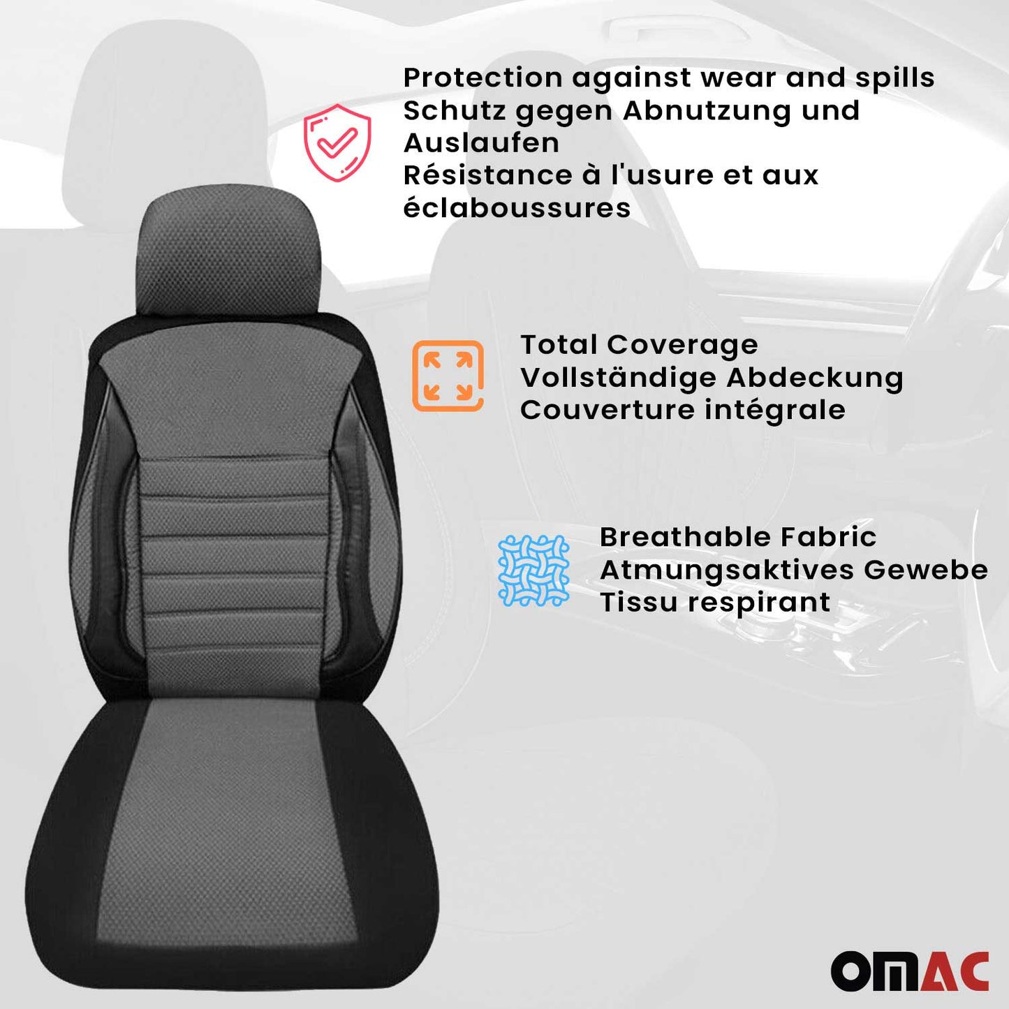 Schonbezüge Sitzbezüge für Toyota Prius Grau Schwarz 2 Sitz Vorne Satz