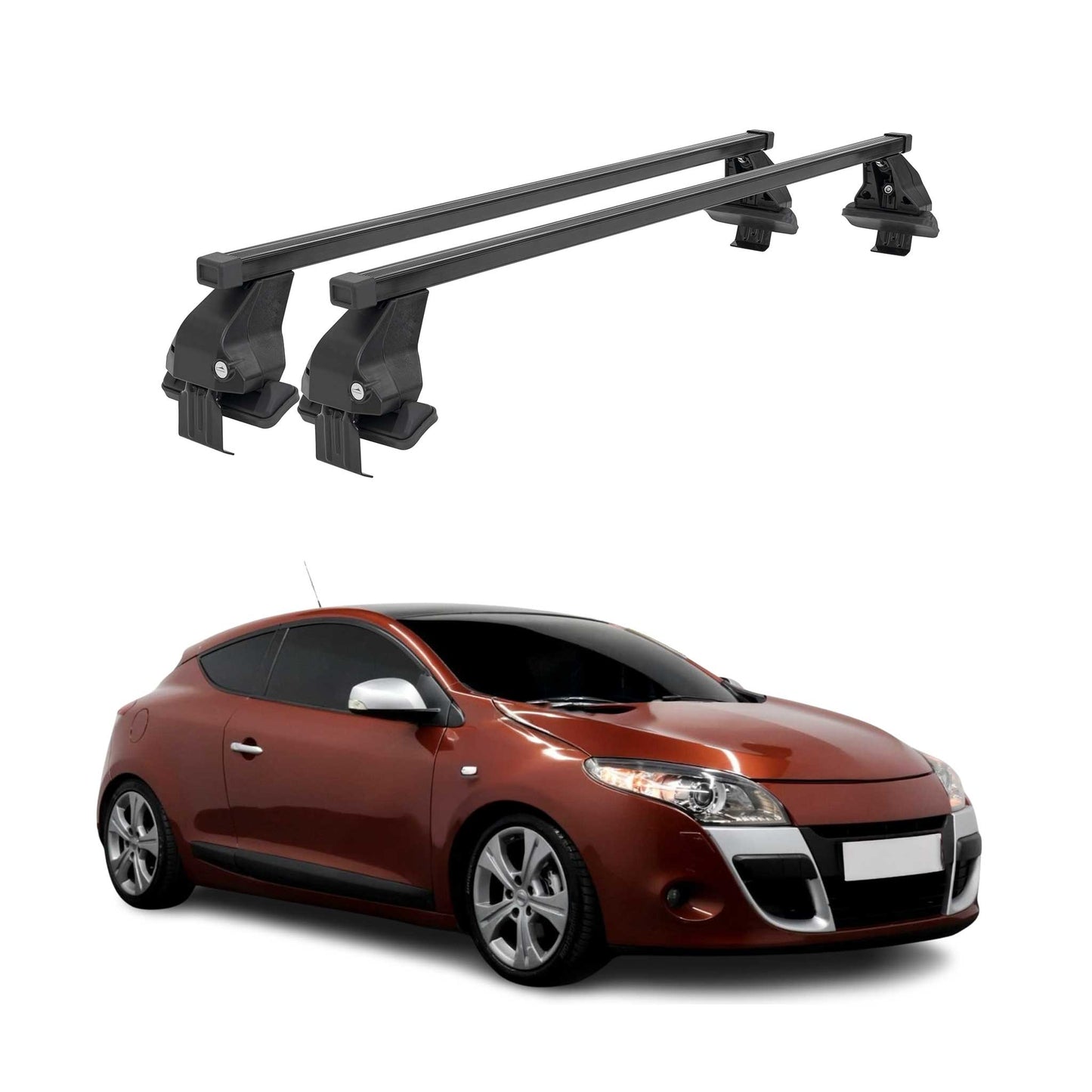 Menabo roof rack for Renault Megane Coupé mk3 2008-2012 Pre-FL 50kg Black 2x