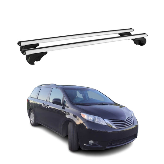 Portbagaj de plafon pentru Toyota Sienna 2011-2020, 75 kg, aluminiu, argintiu, 2 bucăți