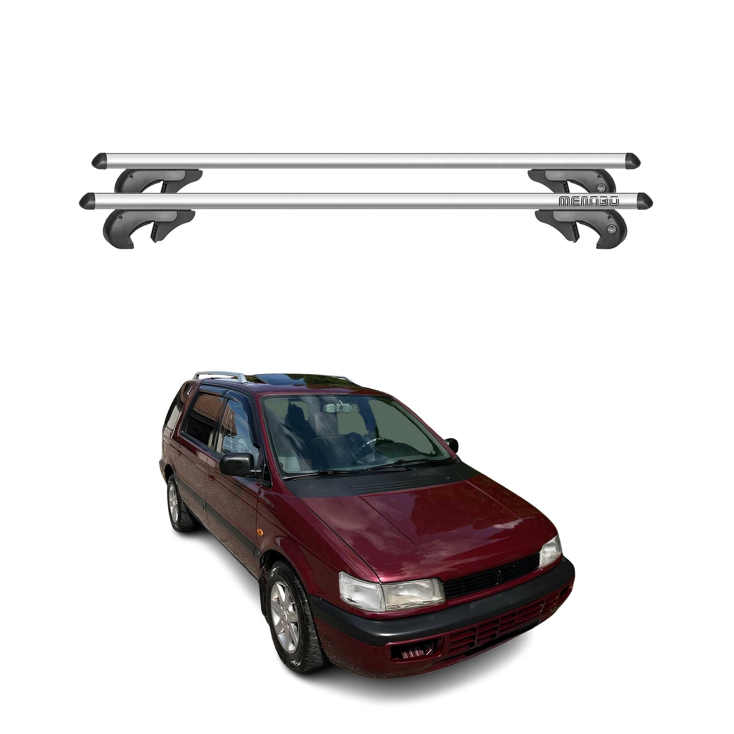 Menabo Dachträger für Mitsubishi Space Wagon 1984-2004 90kg Alu Grau 2x