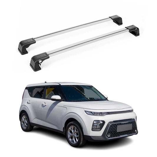 Portbagaj de plafon pentru Kia Soul 2020-2025 75kg aluminiu argintiu 2 piese