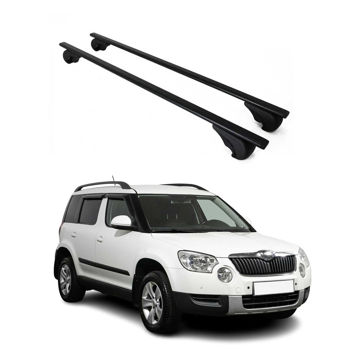 Portbagaj de plafon pentru Skoda Yeti 2009-2017 75kg, negru metalic, 2 buc.