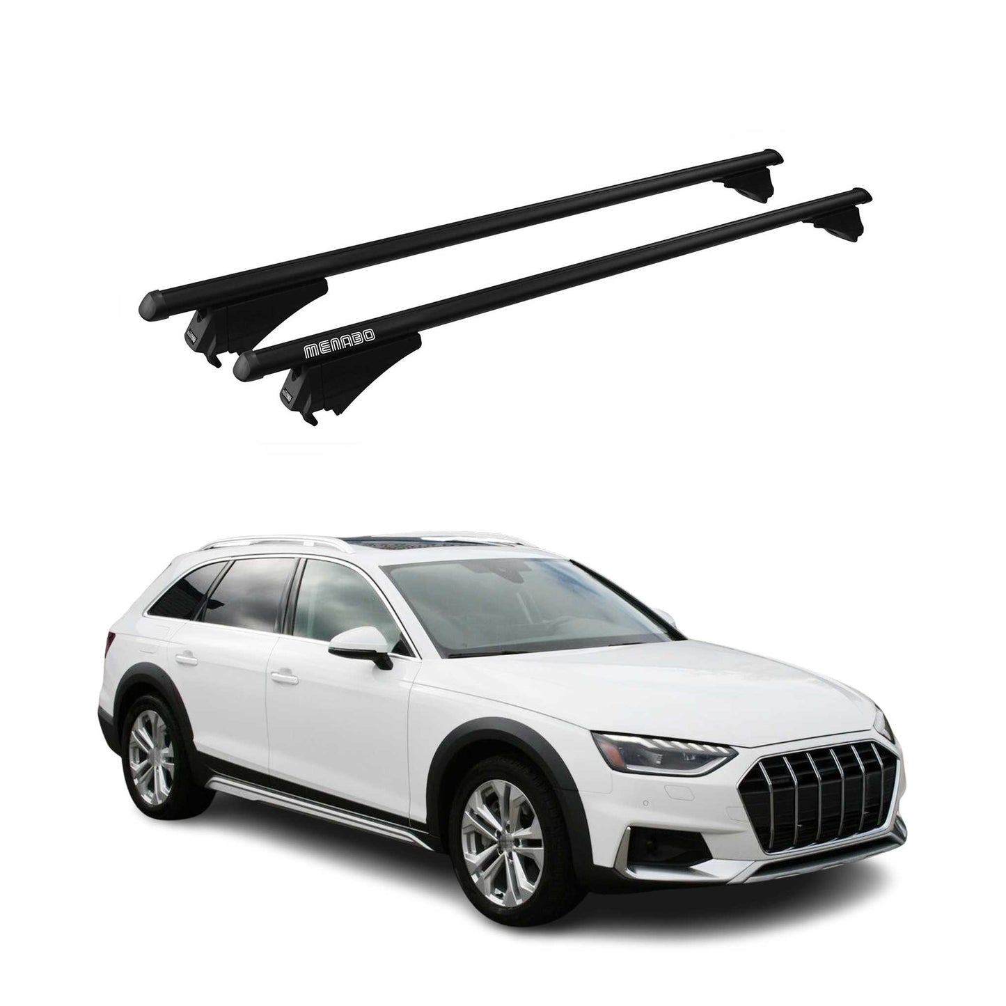 Menabo Dachträger für Audi A4 B9 Avant Allroad 2015-2025 75kg Alu Schwarz 2x