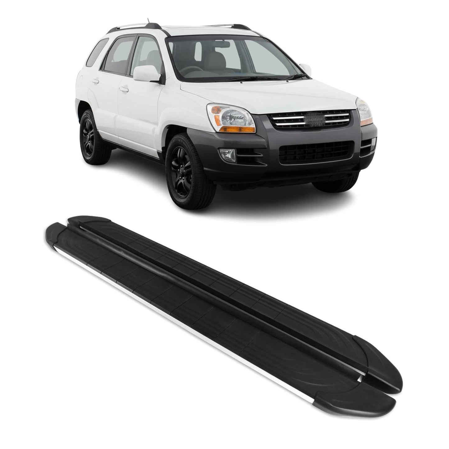 Trittbretter Seitenschweller für Kia Sportage 2004-2010 Aluminium Schwarz Silber