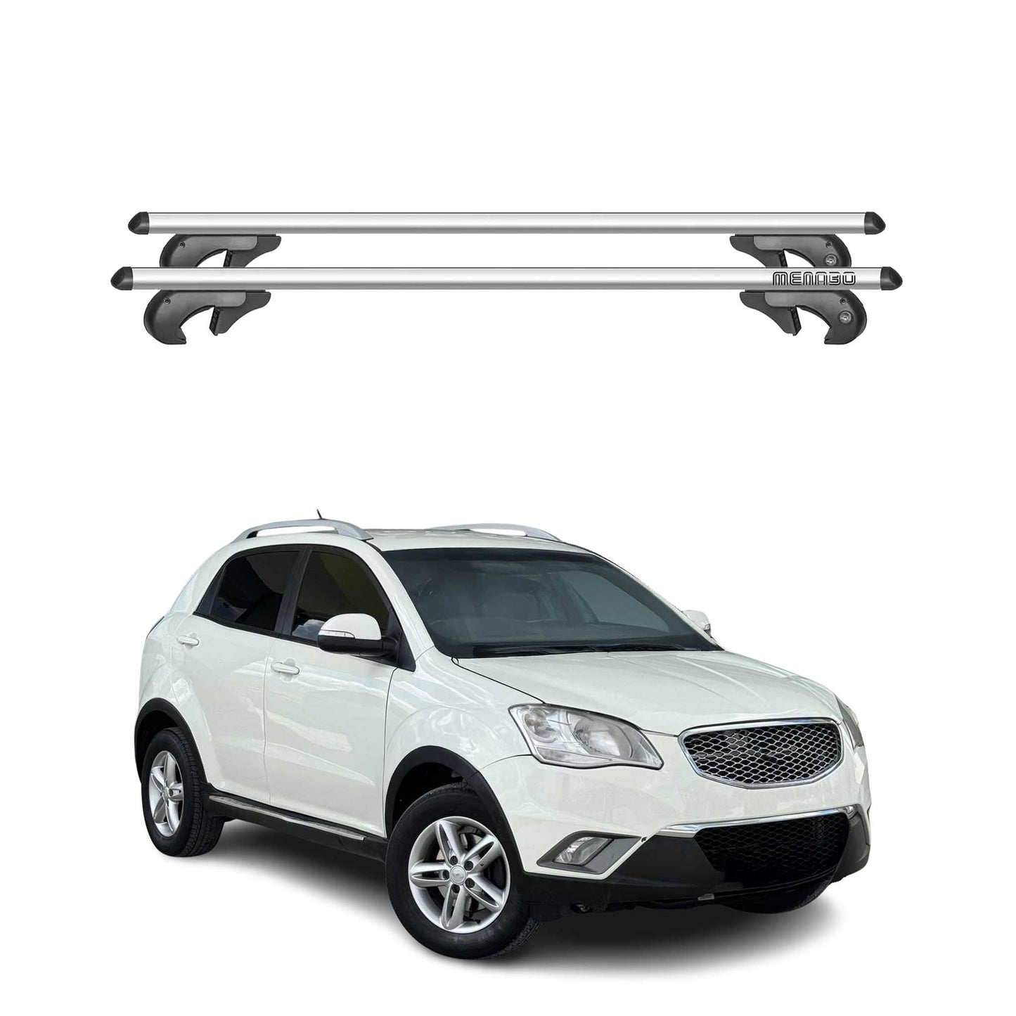 Menabo Dachträger Grundtäger für Ssangyong Korando 2010-2019 90kg Alu Silber 2x