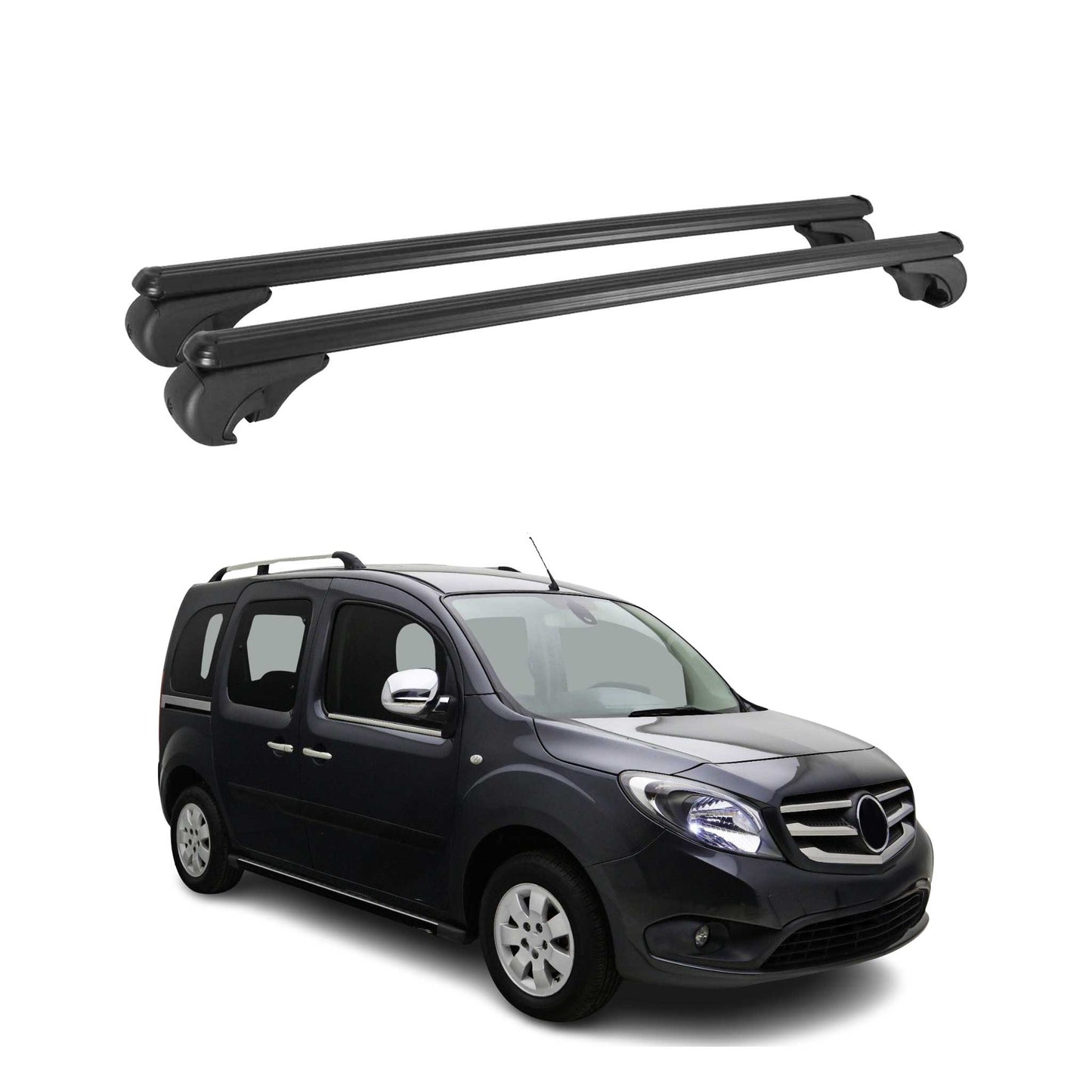 Portbagaj de plafon pentru Mercedes Citan W415 2012-2021 75kg aluminiu negru 2 buc