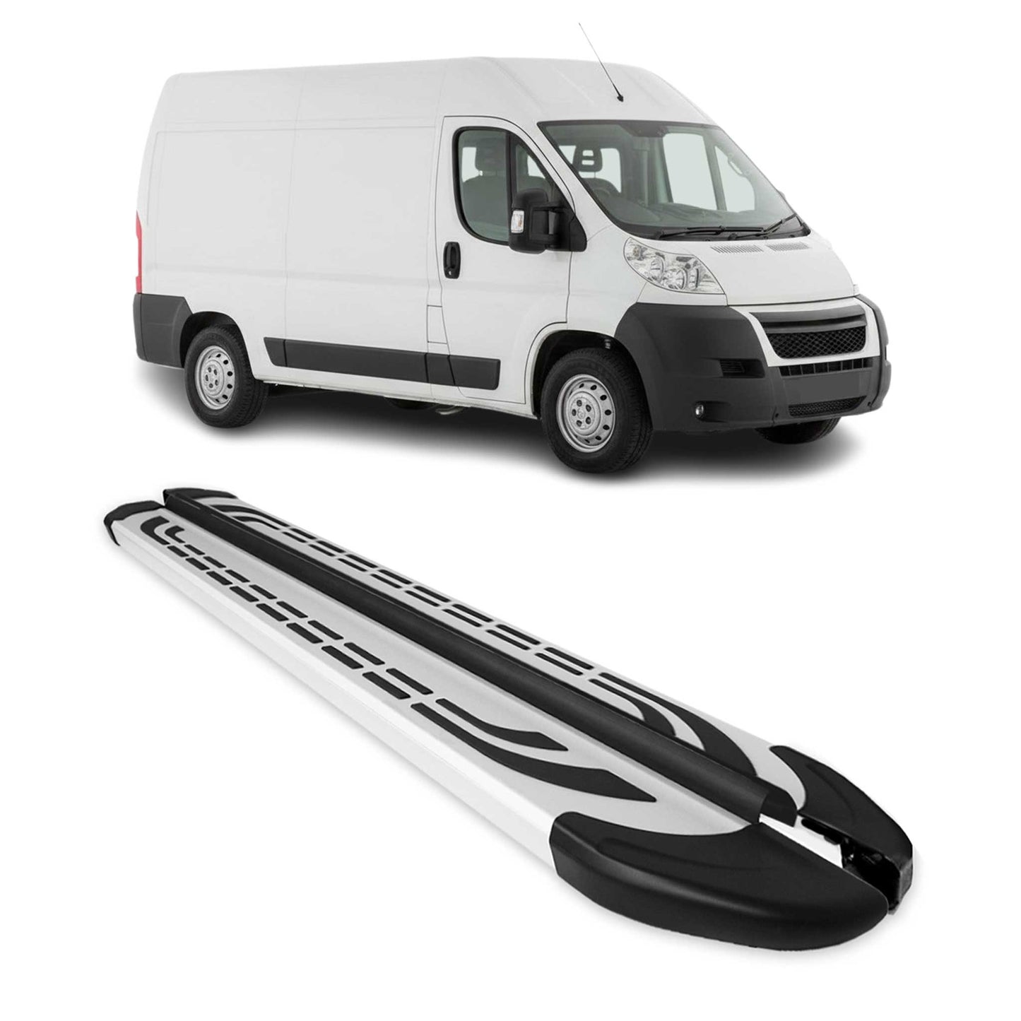 Trittbretter Seitenschweller Seitenbretter für Citroen Jumpy 2006-2016 L2 Alu