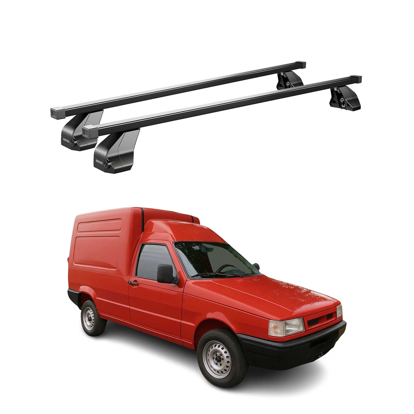 Portbagaj de plafon Menabo pentru Fiat Fiorino 1987-2007 75kg oțel negru 2 buc