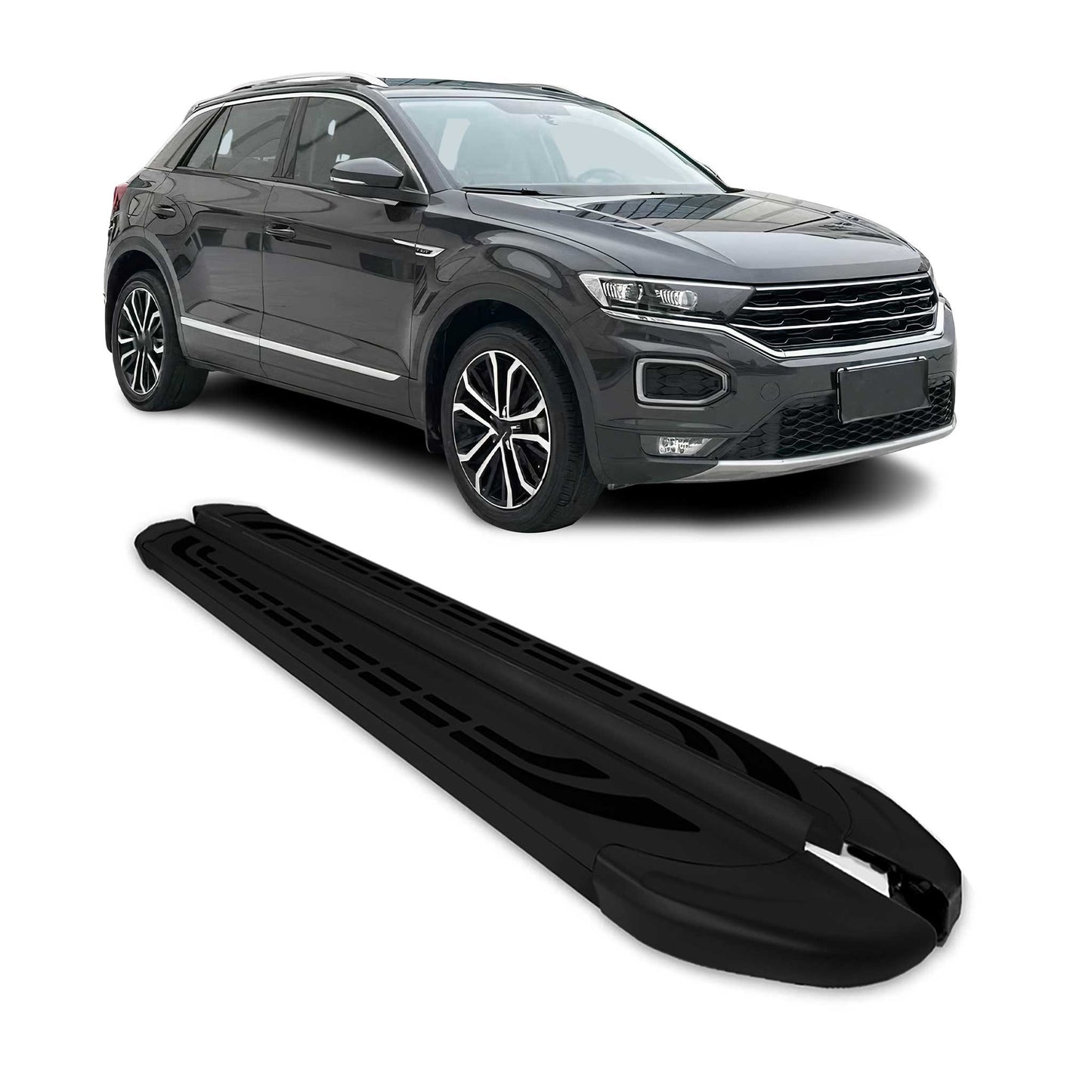 Trittbretter Seitenschweller für VW T-Roc 2017-2025 Schwarz Aluminium 2 tlg