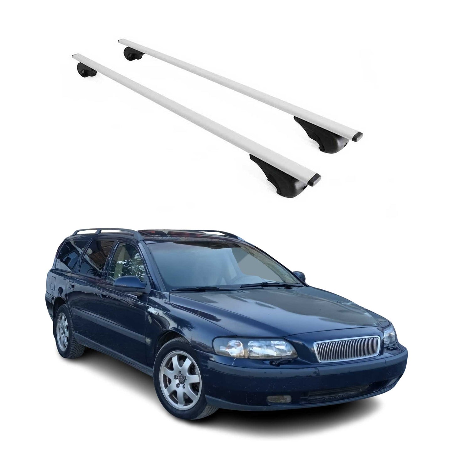 Portbagaj de plafon pentru Volvo V70 1996-2000 75kg metal argintiu 2 buc