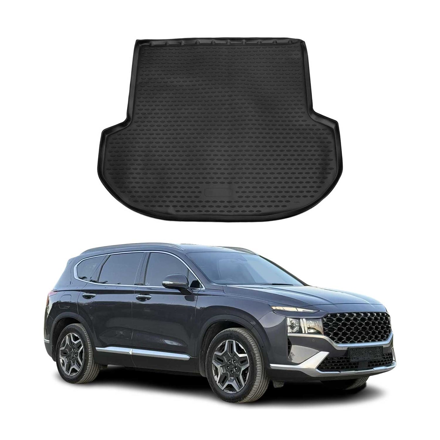 Kofferraummatte Kofferraumwanne für Hyundai Santa Fe 2017-2021 Gummi TPE Schwarz