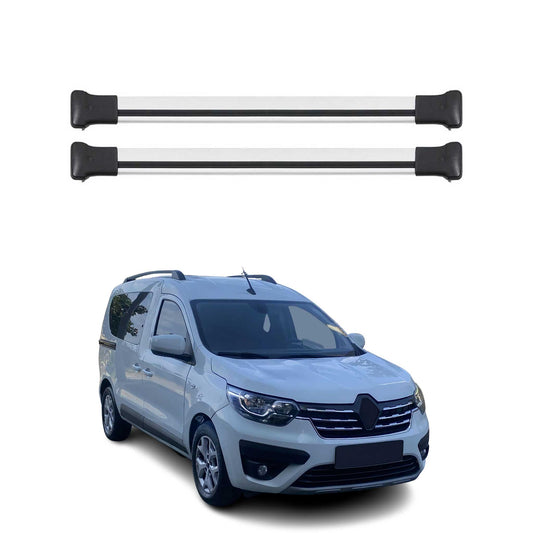 Portbagaj de plafon pentru Renault Express 2021-2025 75kg aluminiu argintiu 2 buc