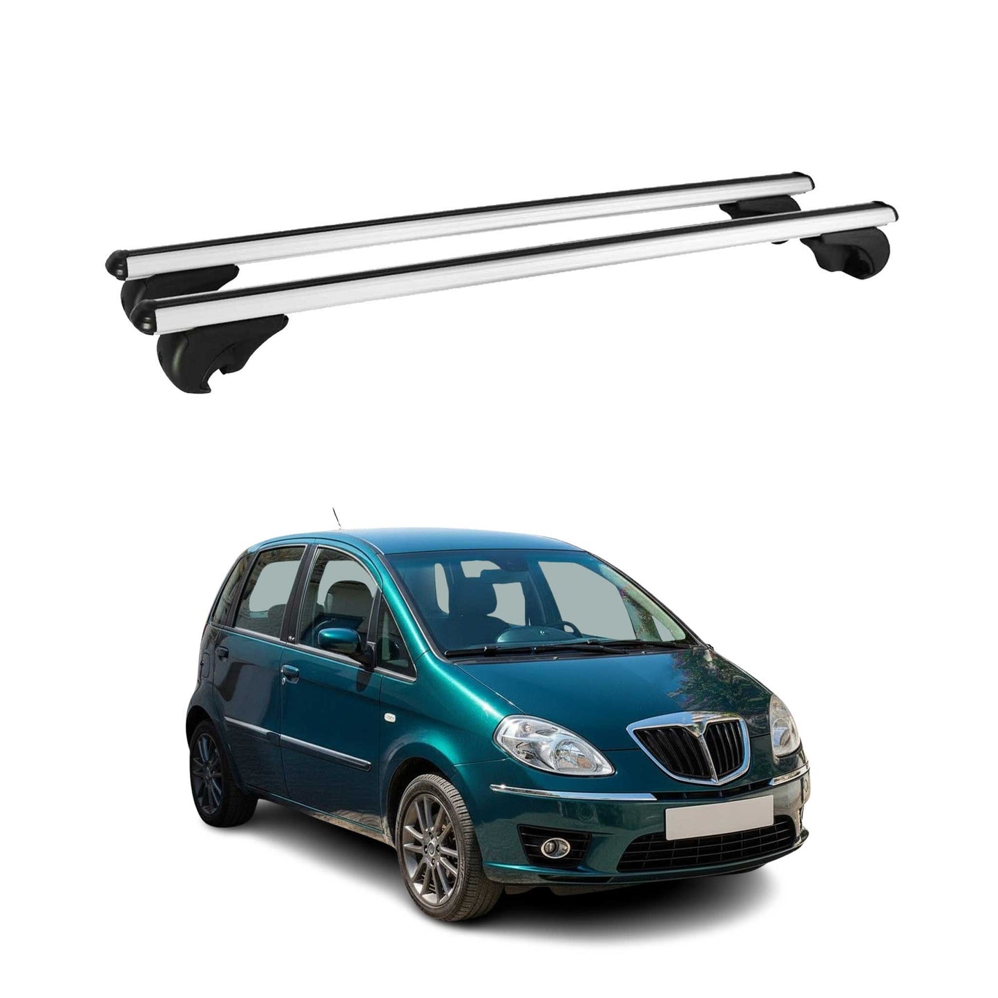 Portbagaj de plafon pentru Lancia Musa 2007-2012 75kg aluminiu argintiu 2 buc