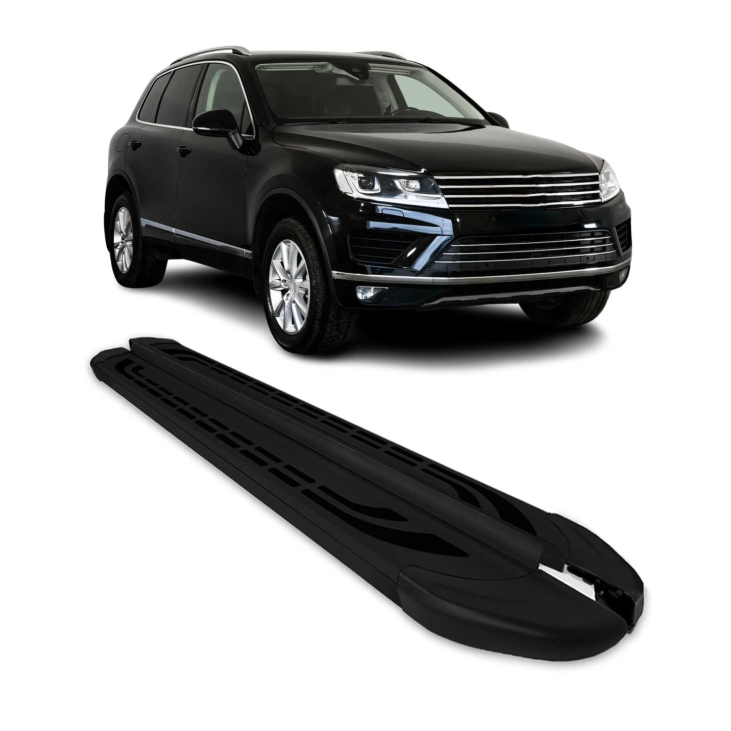 Trittbretter Seitenschweller Seitenbretter für VW Touareg 2010-2018 Alu Schwarz