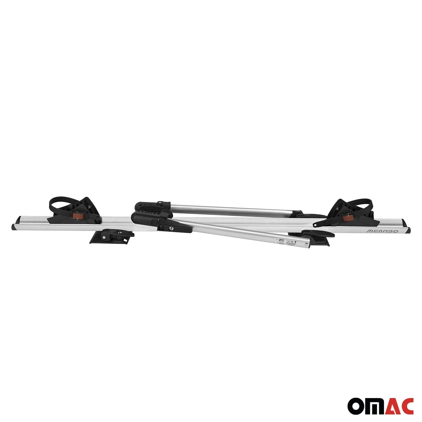 2x Suporturi de biciclete Menabo Juza pentru biciclete de până la 15 kg, certificate ABE, suporturi de biciclete din aluminiu pentru acoperiș