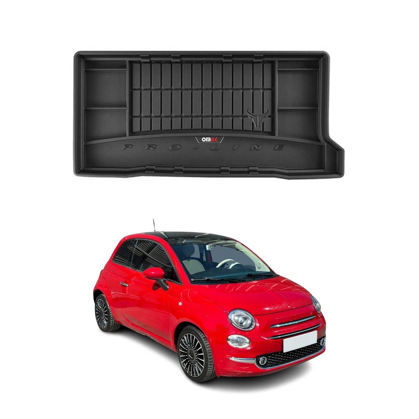 OMAC Gummi Kofferraumwanne für Fiat 500 2007-2025 TPE Laderaumwanne Schwarz