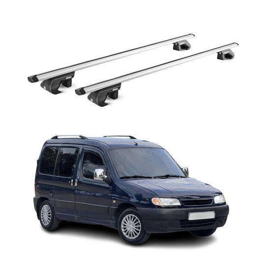 Portbagaj de plafon pentru Citroen Berlingo 1996-2008 90kg aluminiu argintiu 2 piese ABE