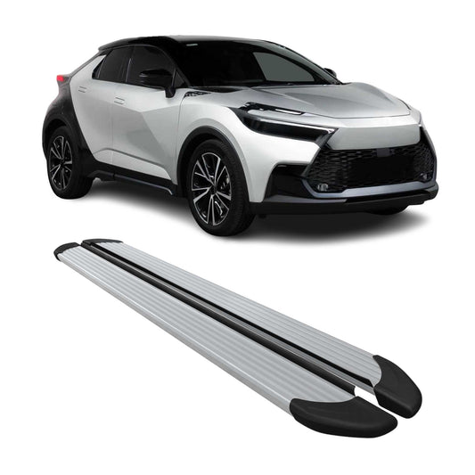 Trittbretter Seitenschweller für Toyota C-HR AX20 2023-2025 Alu Silber