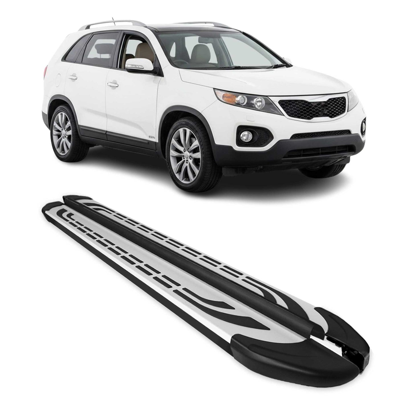 Trittbretter Schweller Seitenbretter für Kia Sorento 2 XM 2009-2013 Alu Schwarz