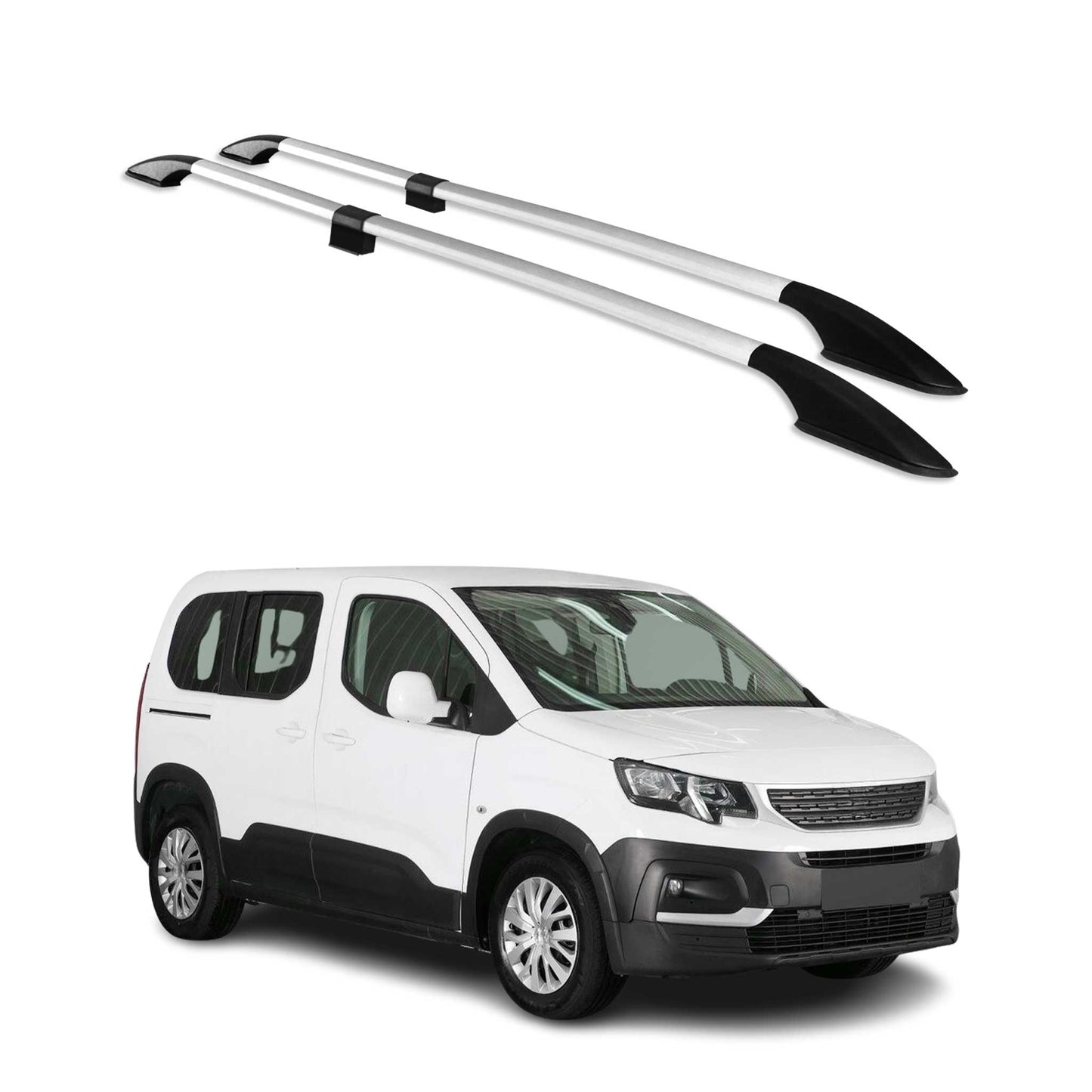 Dachreling Dachgepäckträger für Peugeot Rifter 2019-2025 Kurzer Alu Grau
