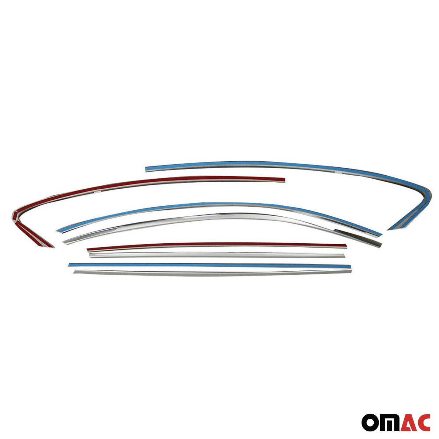 Benzi decorative pentru geamuri Ford Focus Saloon 2018-2025, oțel inoxidabil, 8 bucăți