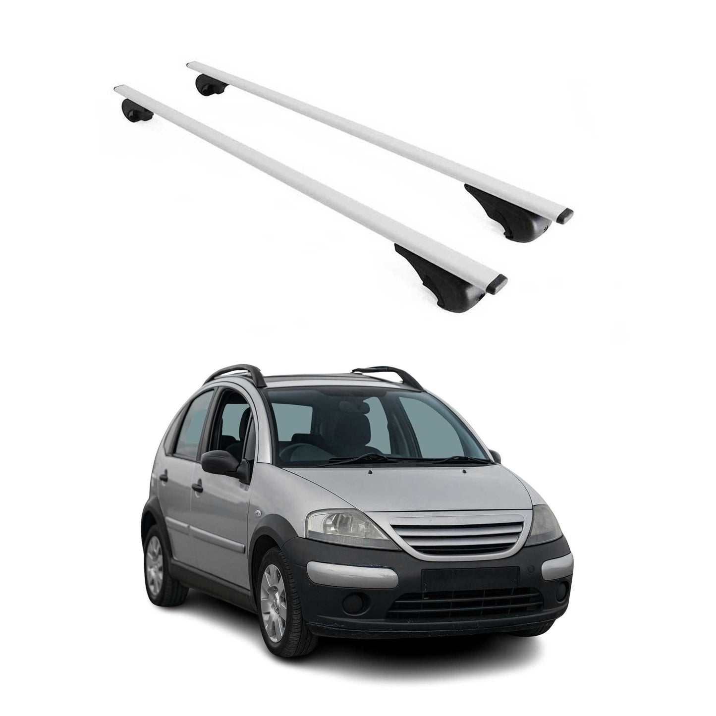 Dachträger Grundtäger für Citroen C3 X-TR 2002-2009 75kg Metall Silber 2 tlg