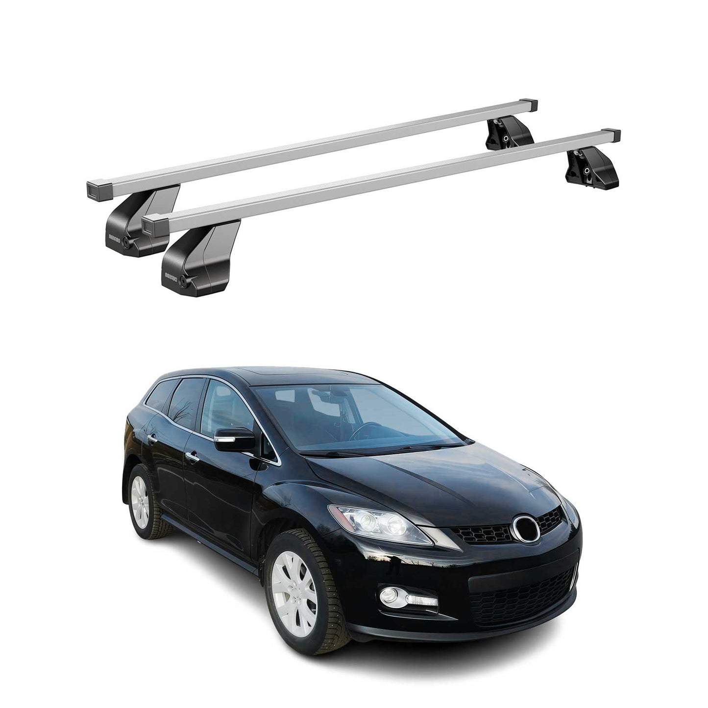 Menabo Dachträger Grundtäger für Mazda CX-7 2006-2012 75kg Stahl Silber 2 tlg