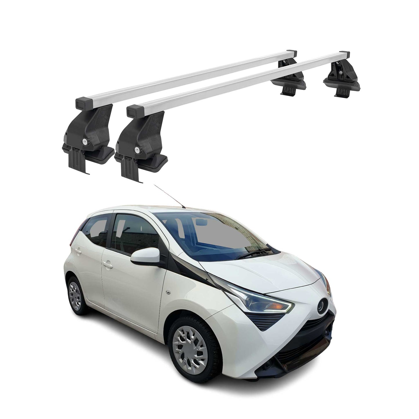 Menabo Dachträger Grundtäger für Toyota Aygo 2014-2022 50kg Stahl Silber 2 tlg