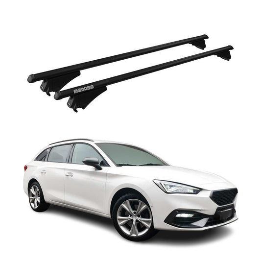 Portbagaj de plafon Menabo pentru Seat Leon 2020-2025 75kg aluminiu negru 2 buc