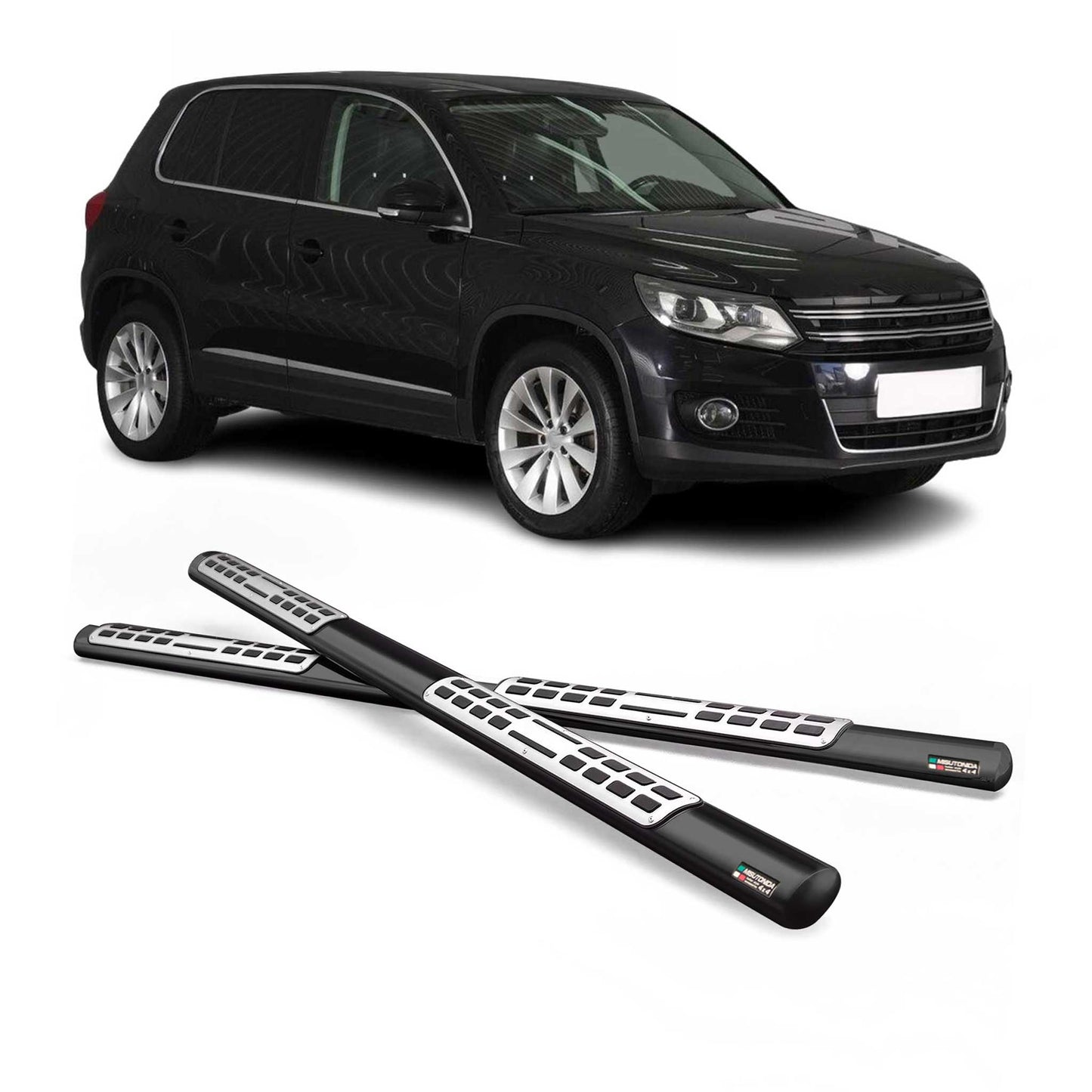 Edelstahl Seitenschweller Schwellerrohre für VW Tiguan 2007-2011 Schwarz