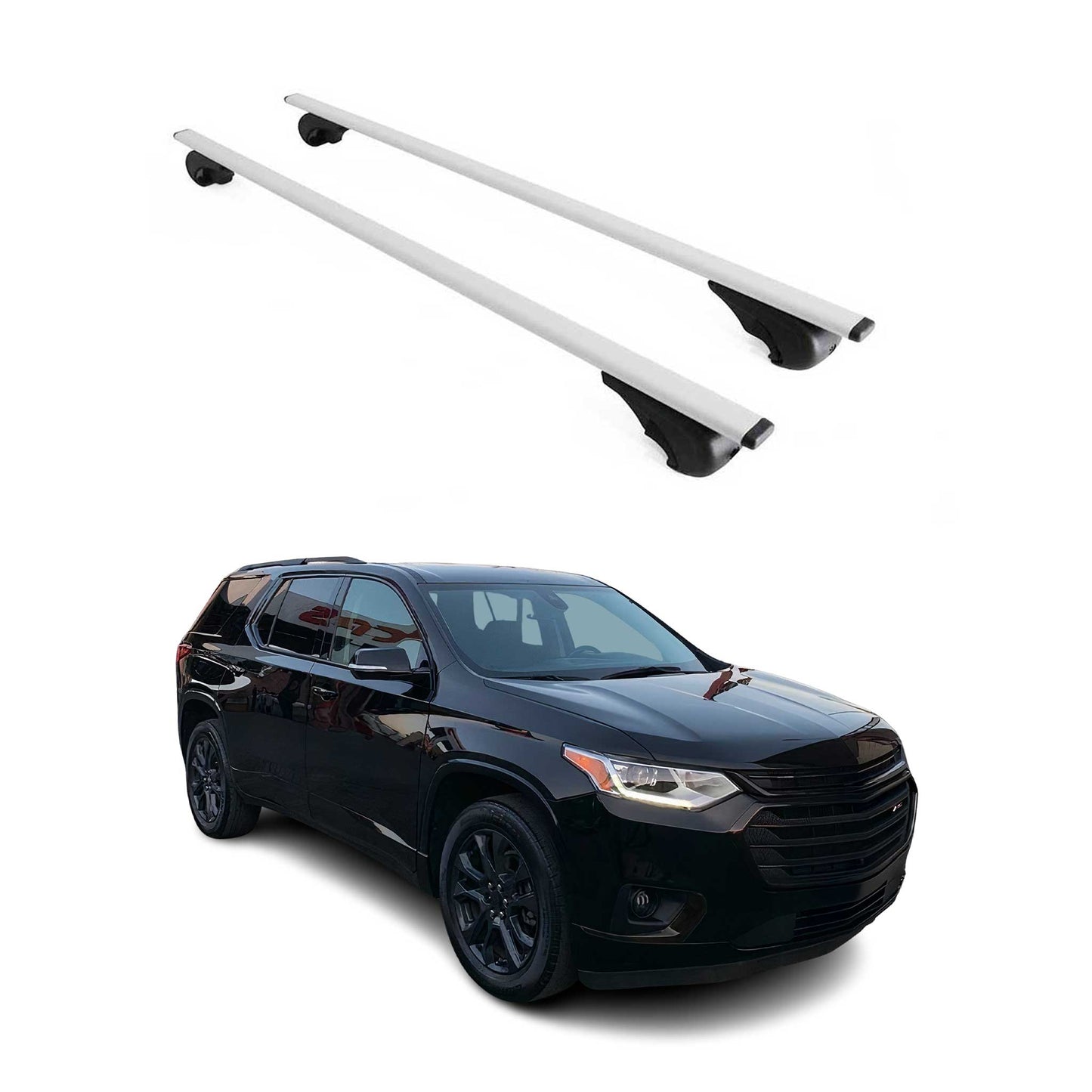 Portbagaj de plafon pentru Chevrolet Traverse 2018-2024 75kg metal argintiu 2 buc