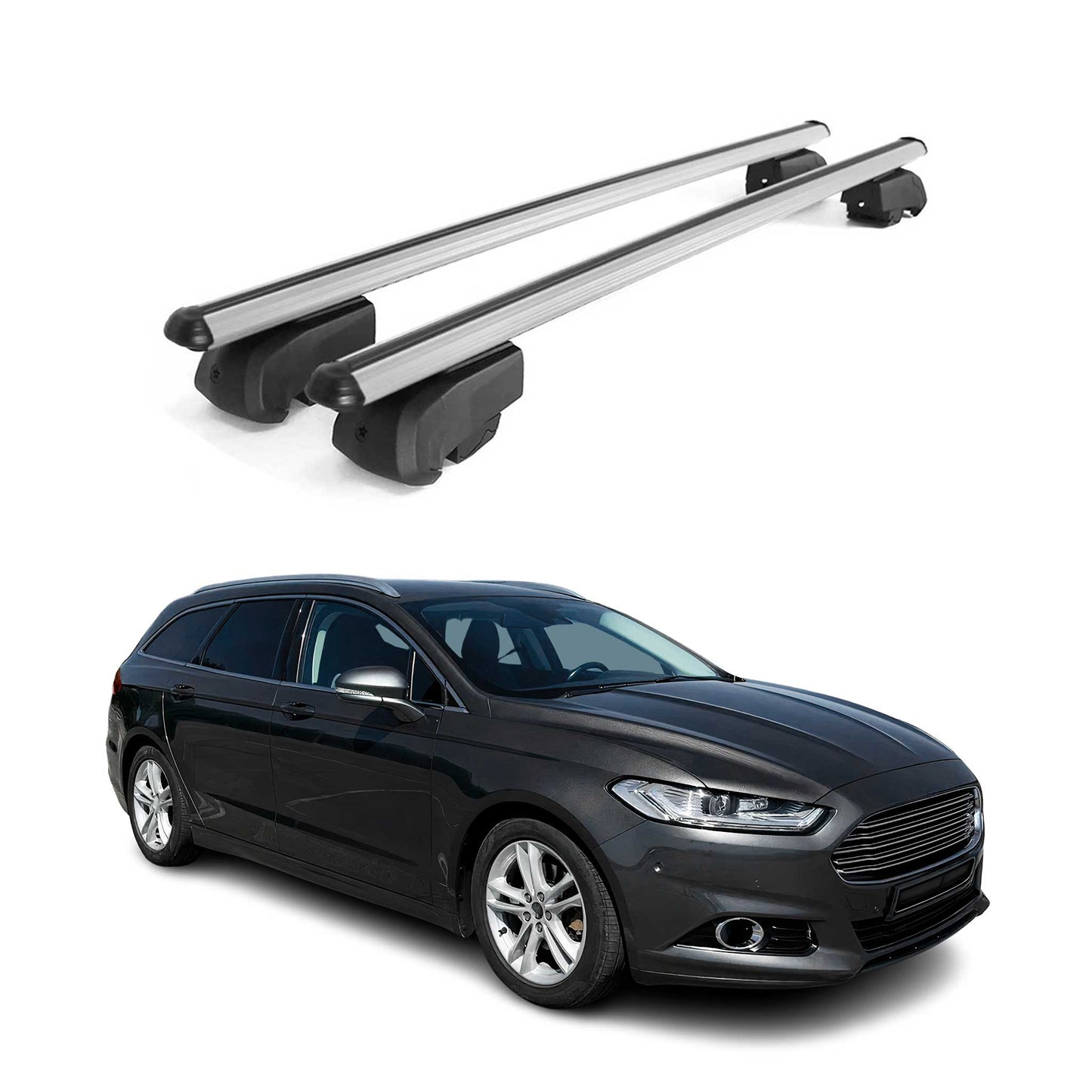Dachträger Gepäckträger für Ford Mondeo mk5 Wagon 2014-2022 ABE Alu Grau 2x